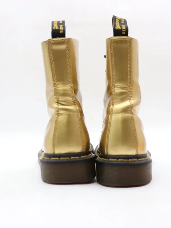 Doc Dr. Martens Pascal Combat Boots Women's Size 9 Metallic Gold Leather - Picture 5 of 12